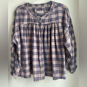 FREE PEOPLE PLAID OVERSIZED SHIRT